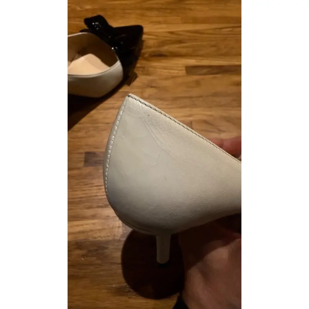 Kate Spade New York Women’s Lilian Pumps Ivory Black Toe Bow Size 5.5